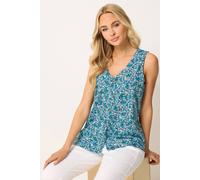 M&Co Women's Cotton Button Vest Top in Blue | Size: 14 M&Co Blue 14