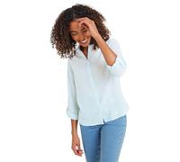 M&Co Womens Cotton Daisy Embroidered Shirt - Women's Blue