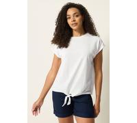 M&Co Women's Cotton Embroidered Tie Front T-Shirt in White | Size: 20 M&Co White 20
