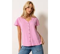 M&Co Women's Cotton Frill Sleeve Blouse in Light Pink | Size: 10 M&Co Light Pink 10
