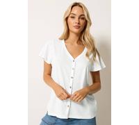 M&Co Women's Cotton Frill Sleeve Blouse in White | Size: 14 M&Co White 14