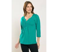 M&Co Women's Cotton Henley Top in Teal | Size: 16 M&Co Teal 16