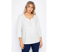 M&Co Womens Cotton Henley Top - Women's White