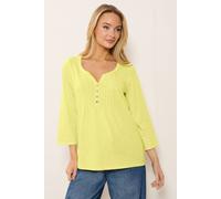 M&Co Women's Cotton Henley Top in Yellow | Size: 16 M&Co Yellow 16