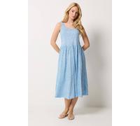 M&Co Women's Cotton Midi Dress in Light Blue | Size: 14 M&Co Light Blue 14