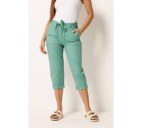M&Co Women's Cotton Poplin Cropped Trousers in Green | Size: 12S M&Co Green 12S