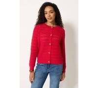M&Co Women's Crew Neck Crochet Cardigan in Red | Size: 18-20 M&Co Red 18-20