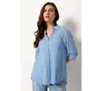 M&Co Women's Crinkle Tab Sleeve Shirt in Light Blue | Size: 8 M&Co Light Blue 8
