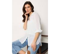 M&Co Women's Crinkle Tab Sleeve Shirt in White | Size: 14 M&Co White 14