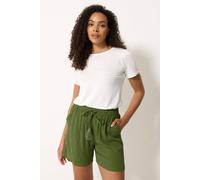 M&Co Women's Crinkle Tie Waist Shorts in Dark Green | Size: 14 M&Co Dark Green 14