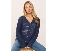 M&Co Navy Blue Crochet Button Through Cardigan - Women's
