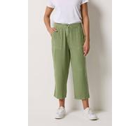 M&Co Women's Cropped Carpenter Trousers in Green | Size: 10S M&Co Green 10S