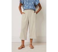 M&Co Women's Cropped Wide Leg Linen Trousers in Medium Beige | Size: 10 M&Co Medium Beige 10