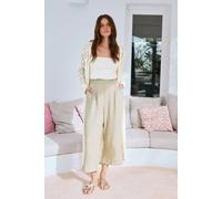 M&Co Women's Cropped Wide Leg Linen Trousers in Natural | Size: 20 M&Co Natural 20
