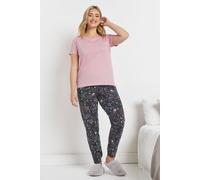 Cuffed Star Print Pyjama Set M&Co Pink 18-20