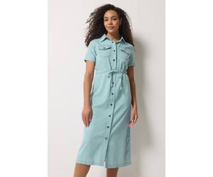 M&Co Women's Denim Cotton Midi Shirt Dress in Light Blue | Size: 10