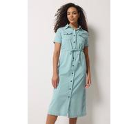 M&Co Women's Denim Cotton Midi Shirt Dress in Light Blue | Size: 14
