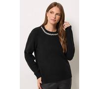 M&Co Women's Diamante Trim Jumper in Black | Size: 10-12 M&Co Black 10-12