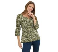M&Co Womens Ditsy Floral Cotton Henley Top - Women's Green