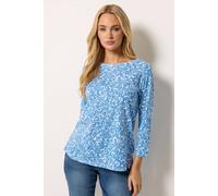 M&Co Women's Ditsy Floral Cotton Top in Blue | Size: 20 M&Co Blue 20