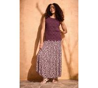 M&Co Women's Ditsy Floral Crinkle Maxi Skirt in Plum | Size: 14