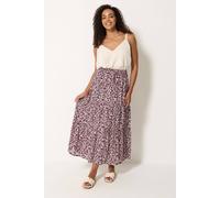 M&Co Women's Ditsy Floral Crinkle Maxi Skirt in Plum | Size: 16 M&Co Plum 16