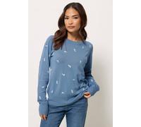 M&Co Women's DItsy Floral Embroidered Jumper in Light Blue | Size: 8/10