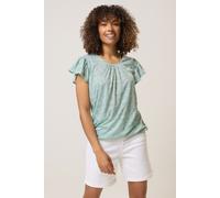 M&Co Women's Ditsy Floral Frill Top in Light Green | Size: 10 M&Co Light Green 10