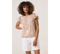 M&Co Women's Ditsy Floral Frill Top in Orange | Size: 10
