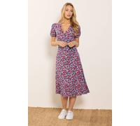 M&Co Blue Ditsy Floral Midi Wrap Dress - Women's
