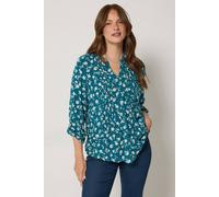 M&Co Women's Ditsy Floral Pintuck Blouse in Green | Size: 12