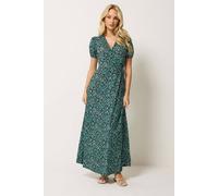 M&Co Women's Ditsy Floral Print Wrap Dress in Teal | Size: 14