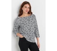 M&Co Womens Blue & White Cotton Ditsy Floral Top - Women's