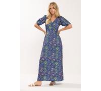 M&Co Women's Ditsy Floral Wrap Maxi Dress in Dark Navy | Size: 8 M&Co Dark Navy 8