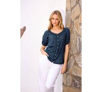 M&Co Women's Dobby Button Up Blouse in Mid Navy | Size: 10 M&Co Mid Navy 10