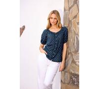 M&Co Women's Dobby Button Up Blouse in Mid Navy | Size: 16 M&Co Mid Navy 16