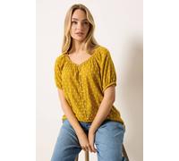 M&Co Women's Dobby Button Up Blouse in Mustard | Size: 20 M&Co Mustard 20