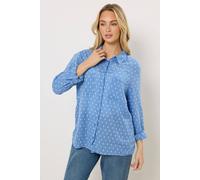 M&Co Women's Dobby Long Sleeve Shirt in Blue | Size: 16 M&Co Blue 16