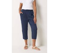 M&Co Women's Dobby Cropped Trousers in Mid Navy | Size: 10L M&Co Mid Navy 10L