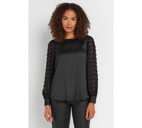 M&co Women's Dobby Sleeve Blouse In Black Black 10
