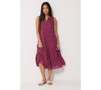 M&Co Women's Dobby Sleeveless Tiered Midi Dress in Raspberry | Size: 16 M&Co Raspberry 16