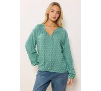 M&Co Women's Dobby Tie Neck Blouse in Green | Size: 10 M&Co Green 10