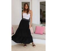 M&Co Women's Dobby Tiered Maxi Skirt in Black | Size: 10 M&Co Black 10