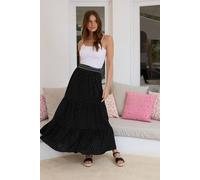 M&Co Dobby Tiered Maxi Skirt - Women's Black