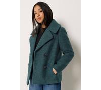 M&Co Women's Double Breasted Boucle Coat in Green | Size: 12