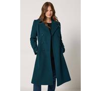 M&Co Women's Double Breasted Midi Coat in Green | Size: 20