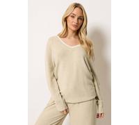M&Co Women's Double Layer V-Neck Jumper in Light Brown | Size: 10-12 M&Co Light Brown 10-12