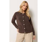 M&Co Women's Embellished Button Detail Cardigan Sweater in Chocolate | Size: 18/20