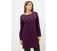 M&Co Women's Embellished Leopard Tunic Jumper in Purple | Size: 16 M&Co Purple 16
