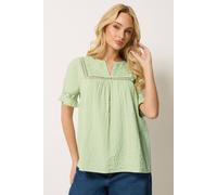 M&Co Women's Embroidered Cotton Ruffle Top in Light Green | Size: 20 M&Co Light Green 20
